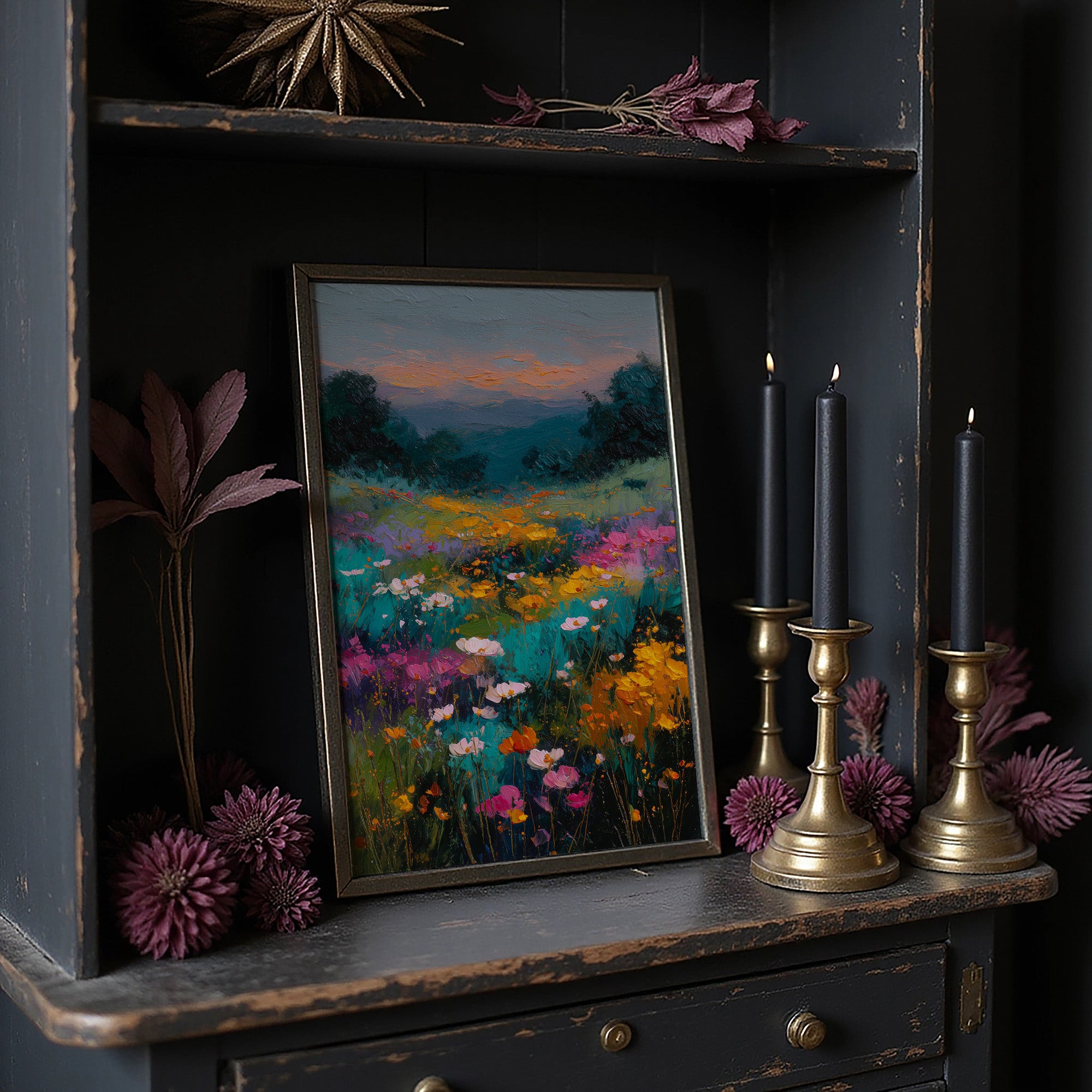 Wildflowers Catch Twilight's Glow