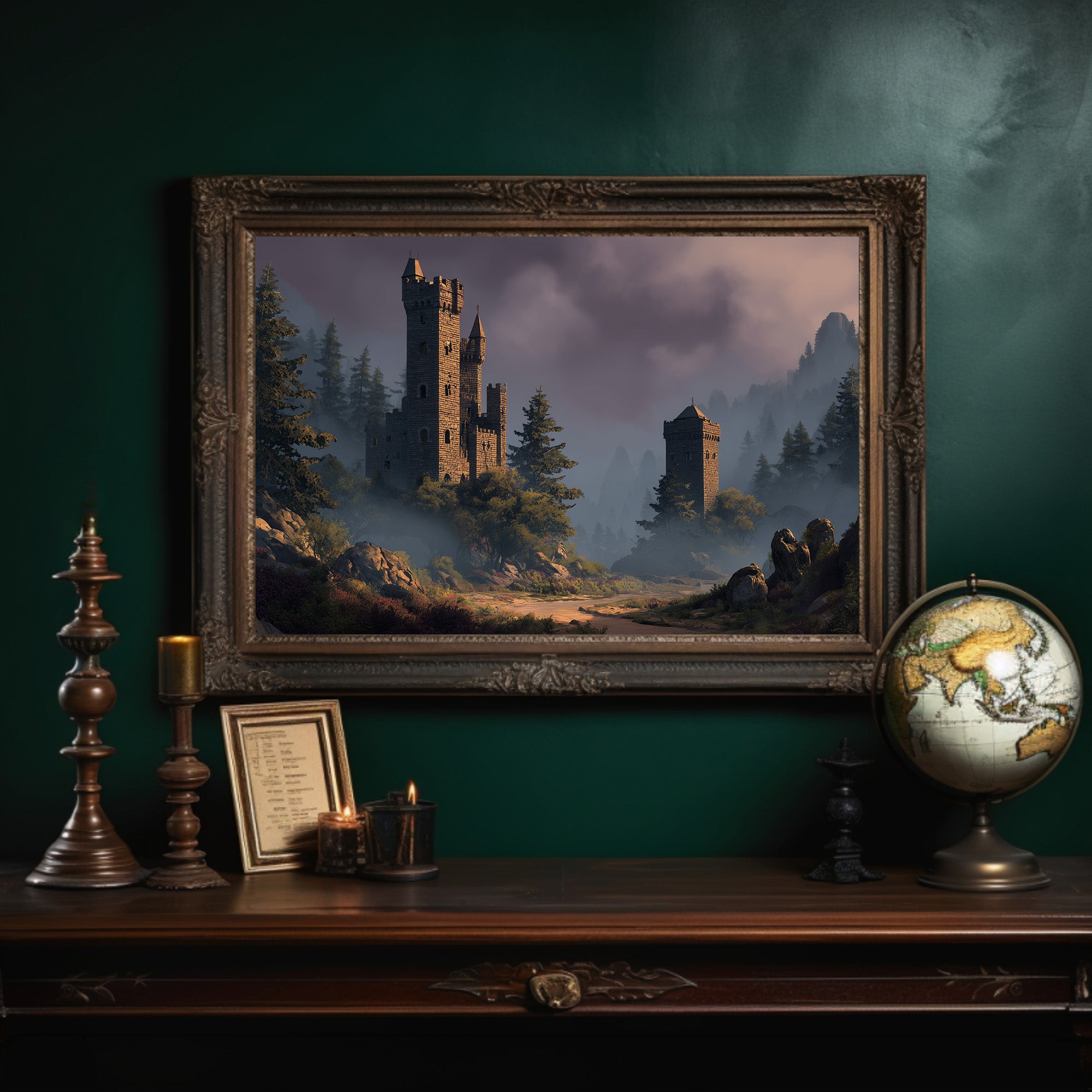 Ancient Towers Amid Mountain Mist