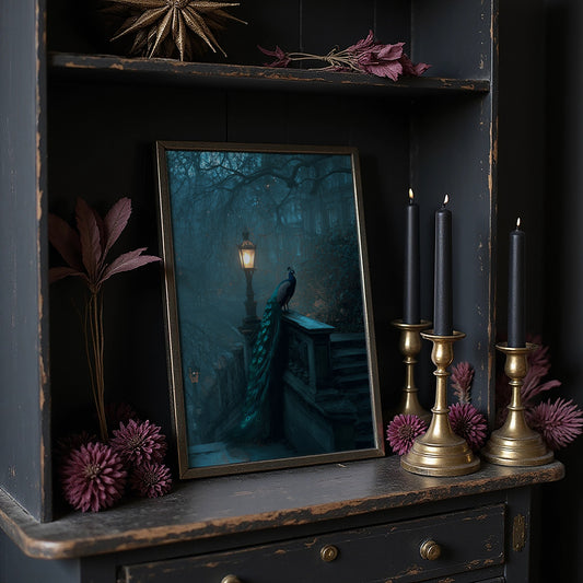 Midnight Peacock Guards Ancient Path
