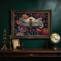 Iridescent Wings Among Blooming Peonies