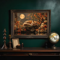 Autumn Fox Dreams Under Moonlight