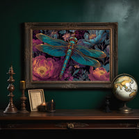 Iridescent Wings Among Midnight Blooms