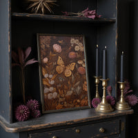 Golden Moths Among Vintage Blooms