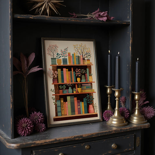 Books Bloom Among Potted Trees
