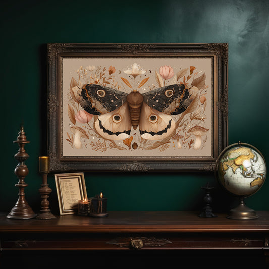 Botanical Moth Among Literary Treasures