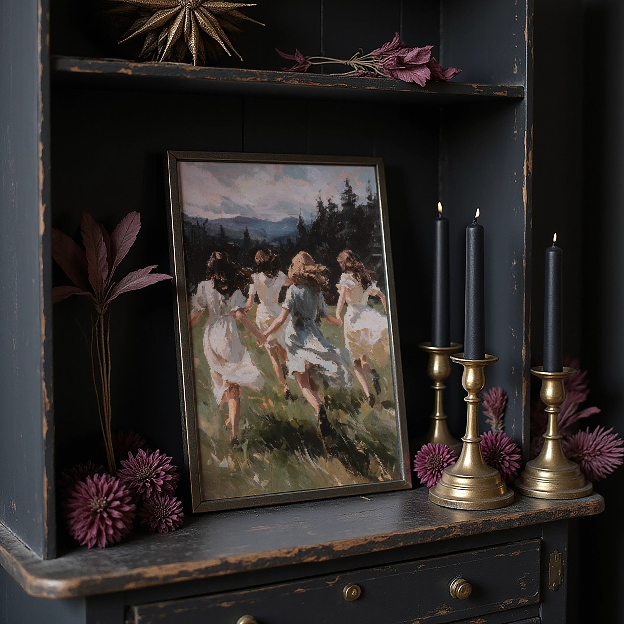 Summer Girls Rush Toward Mountains