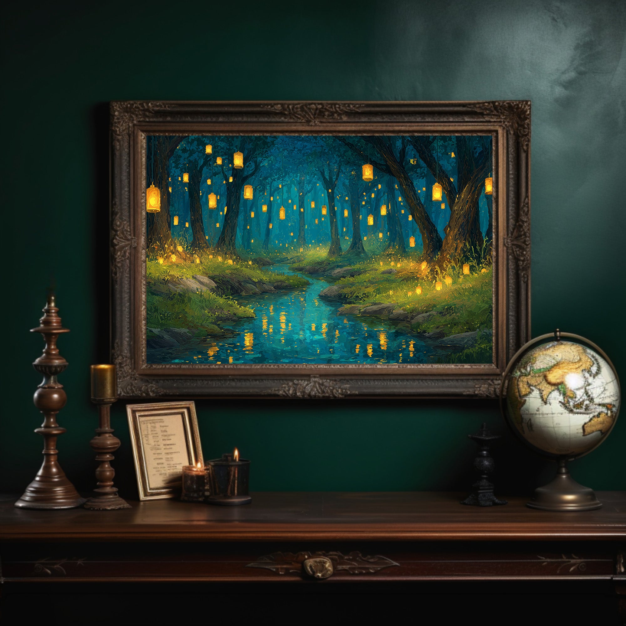 Lanterns Float Through Midnight Forest