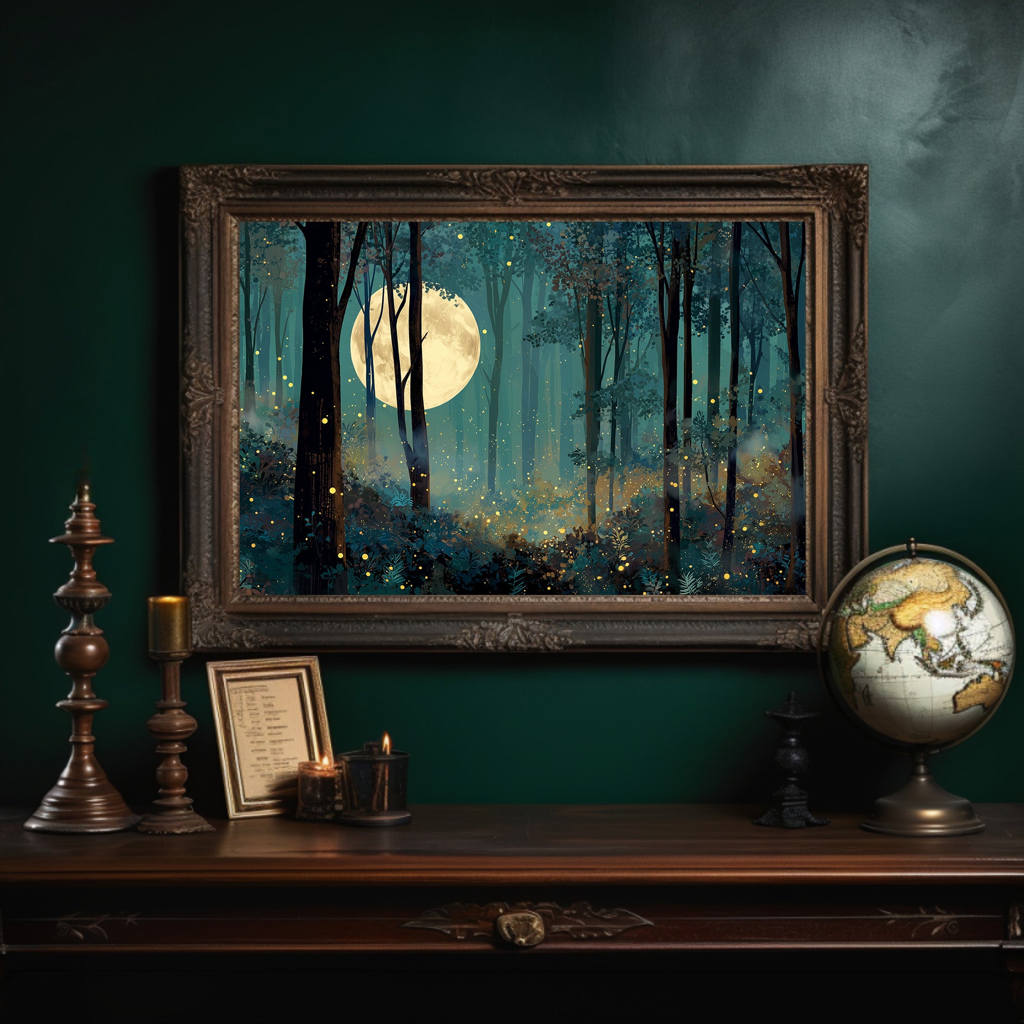 Forest Lights Beneath Lunar Glow
