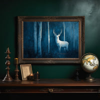 Frost Stag In Midnight Forest