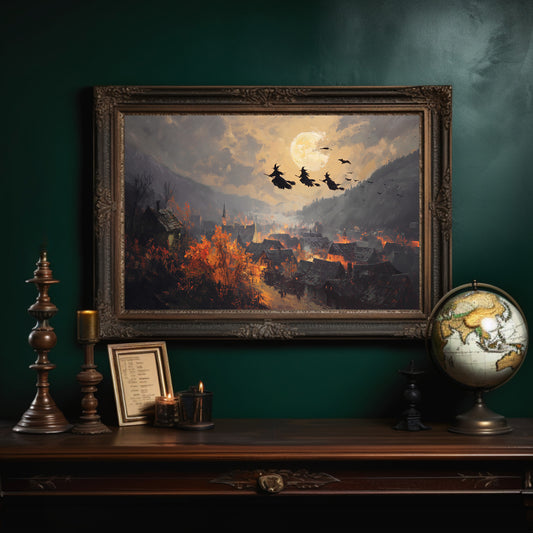 Witches Soar Over Burning Village