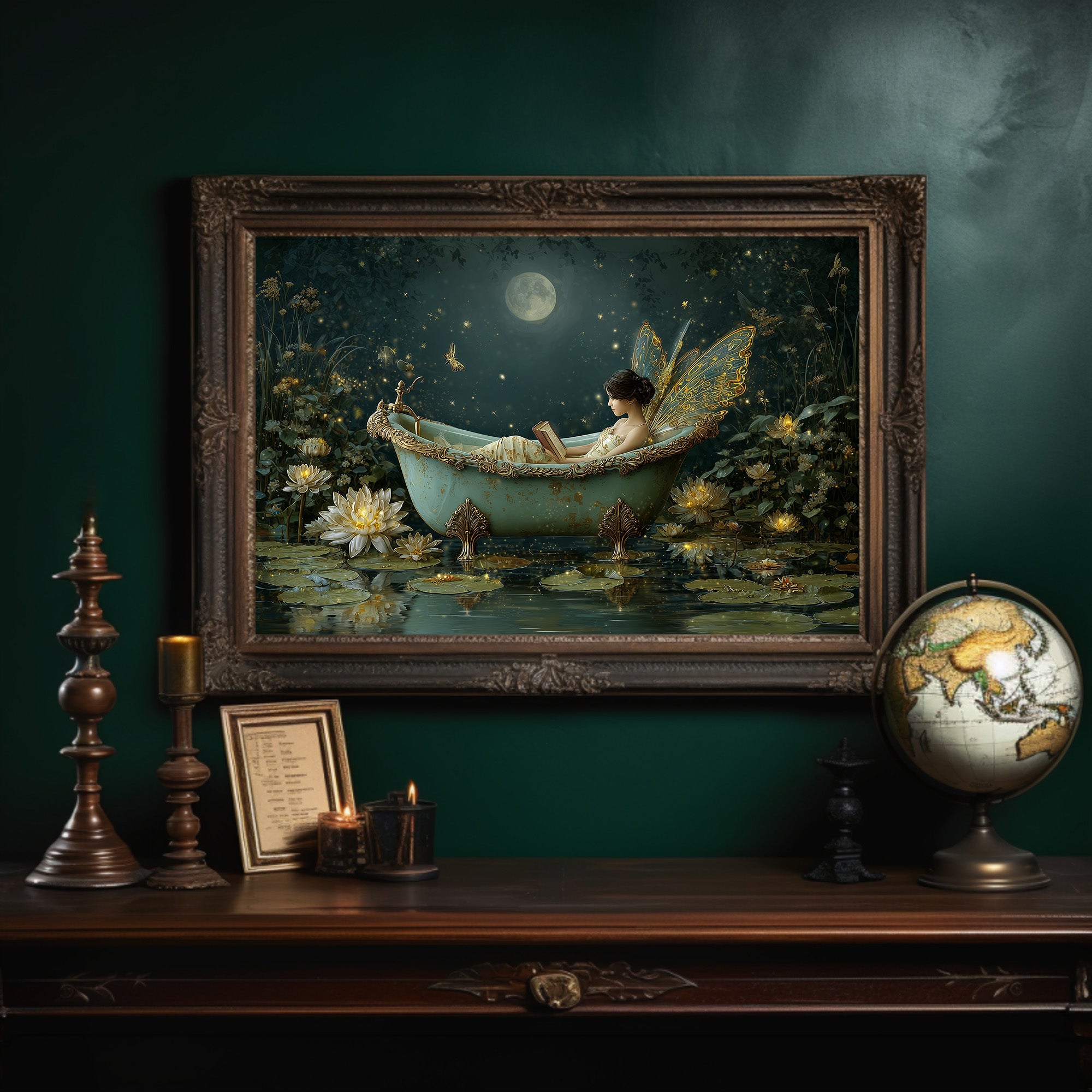 Moonlit Bathing Among Lotus Blooms