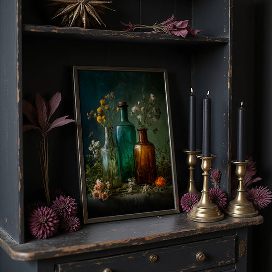 Wildflowers Caught In Vintage Glass