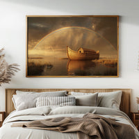 Wooden Ark Beneath Rainbow Promise