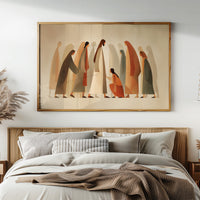 Figures Gather In Muted Tones