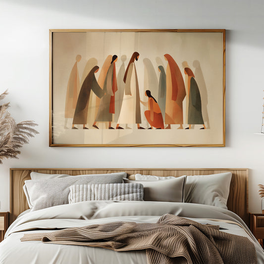 Figures Gather In Muted Tones