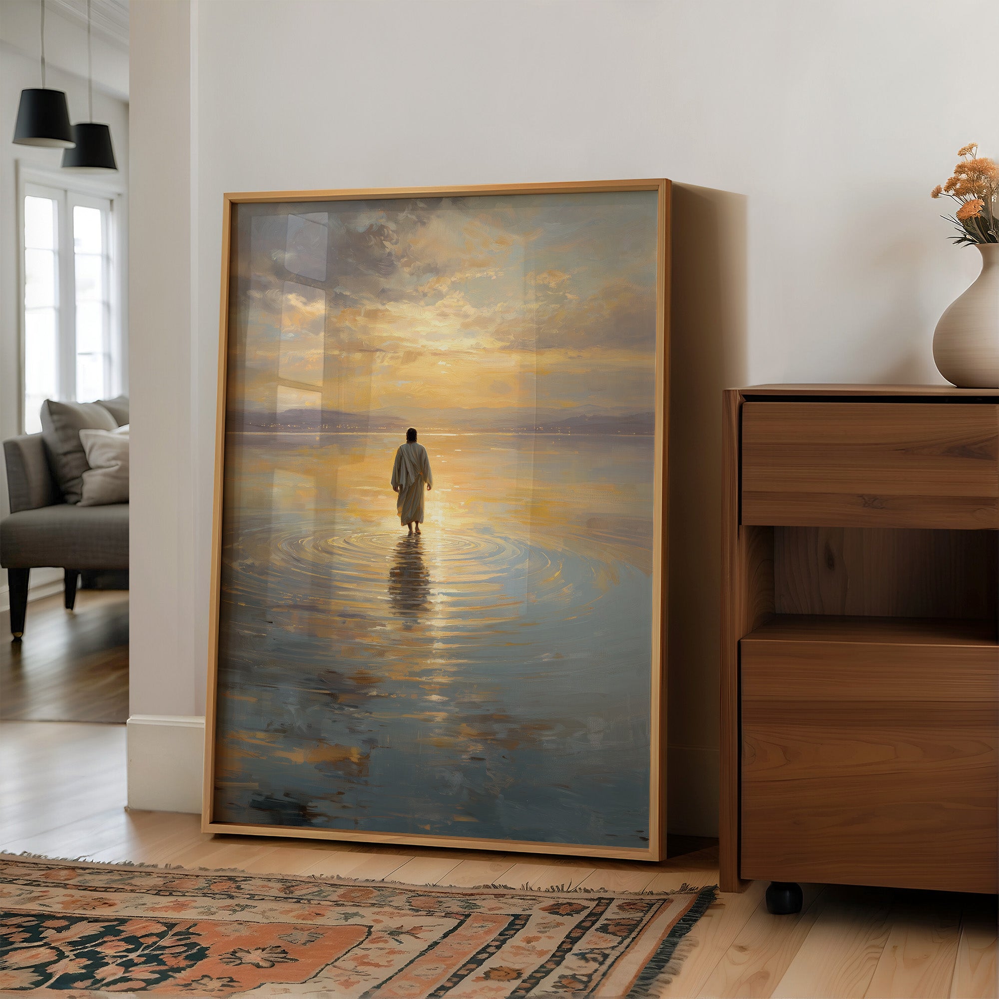 Solitary Steps Through Golden Waters