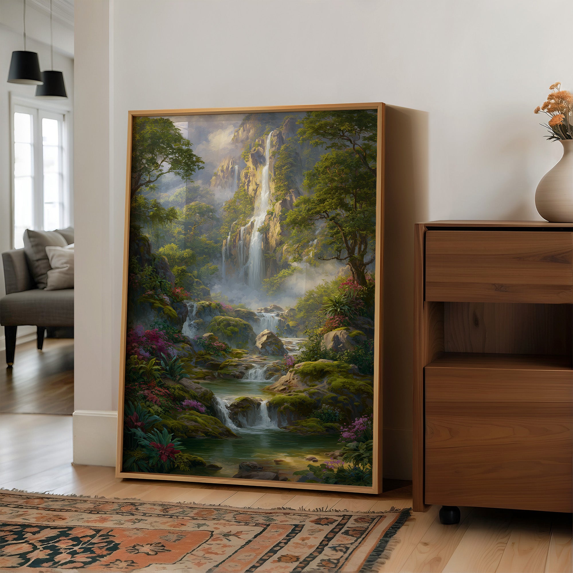 Cascading Waters Through Emerald Valleys