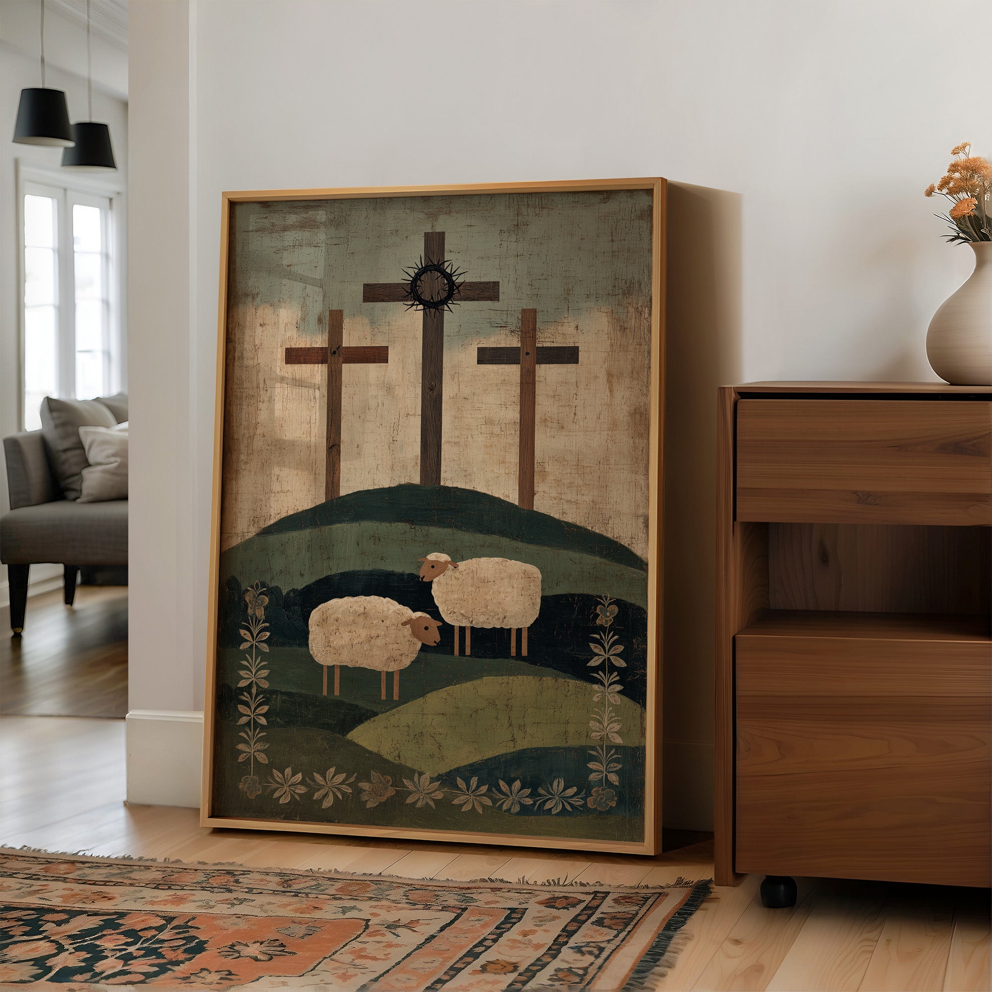 Sheep Graze Below Sacred Hills