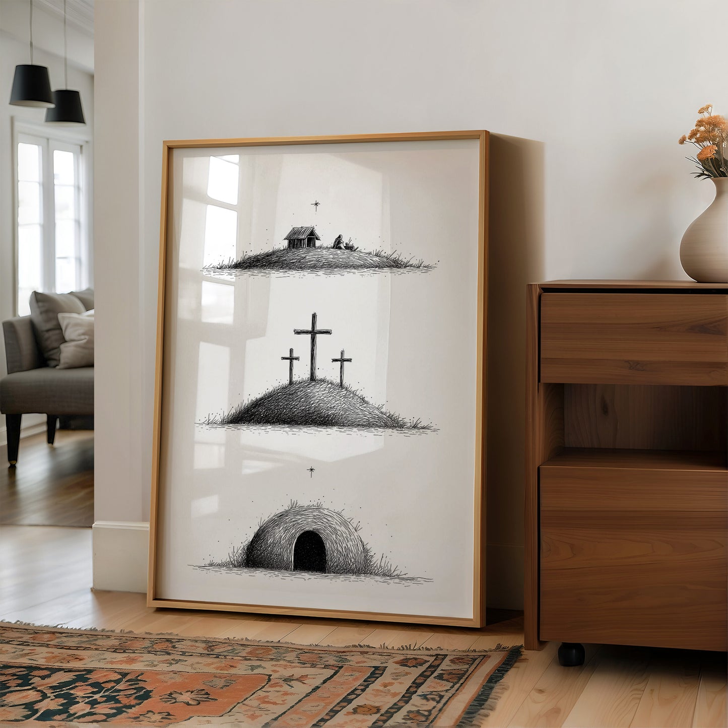 Nativity Told In Three Hills