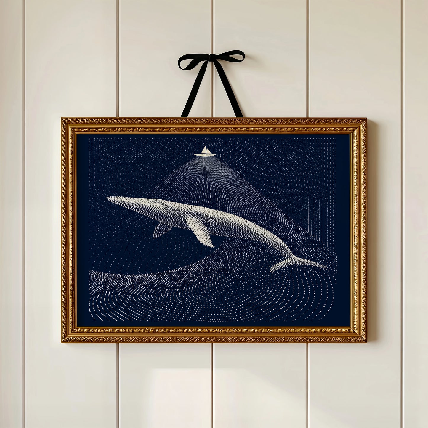 Tiny Vessel Above Ocean Giant