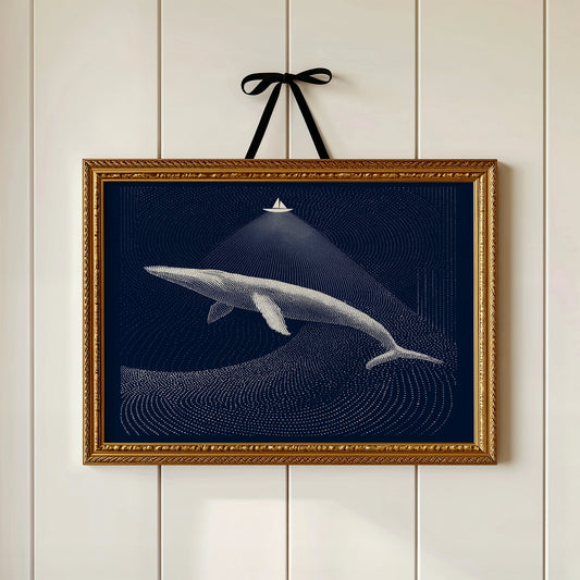 Tiny Vessel Above Ocean Giant