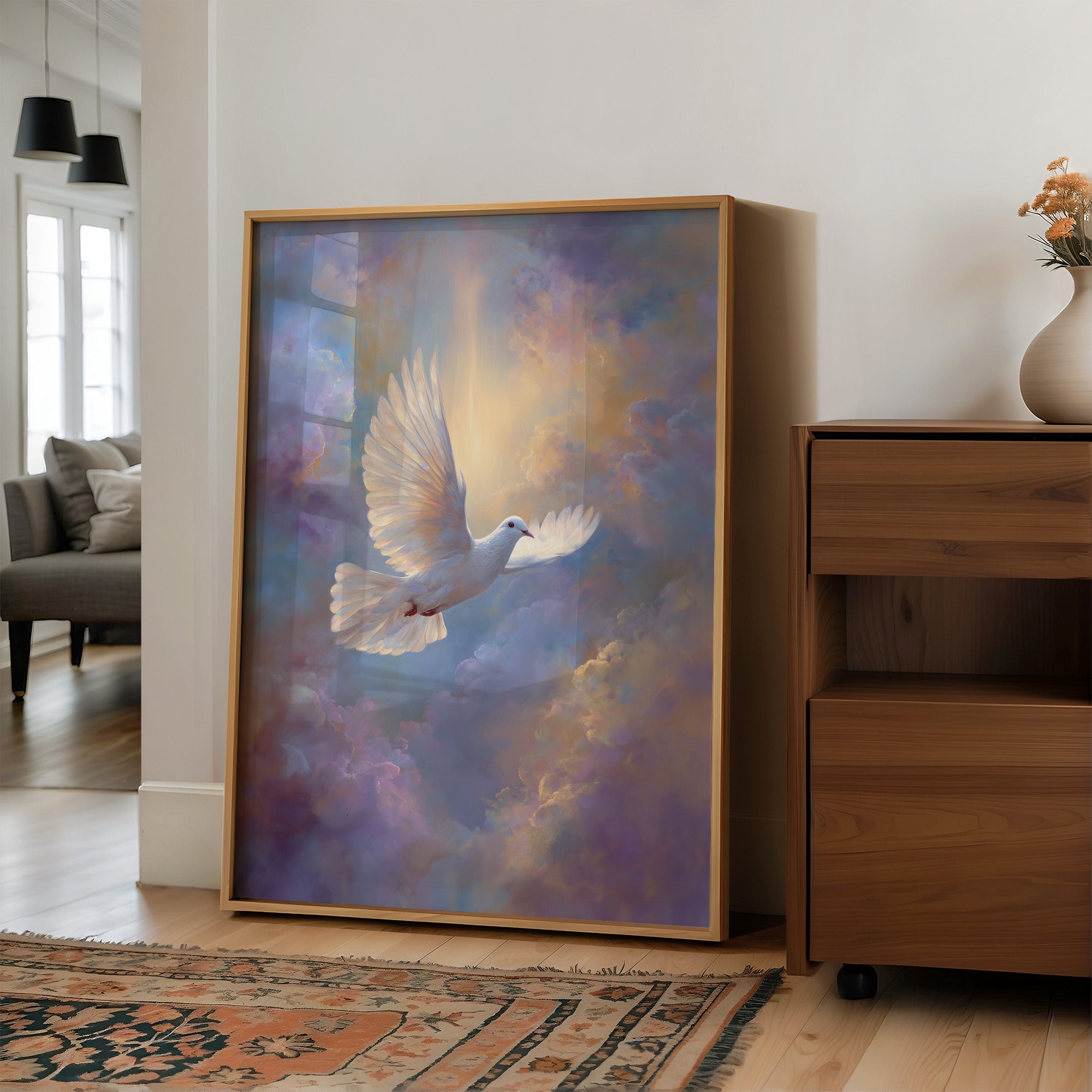 Dove Soars Through Heaven's Glow