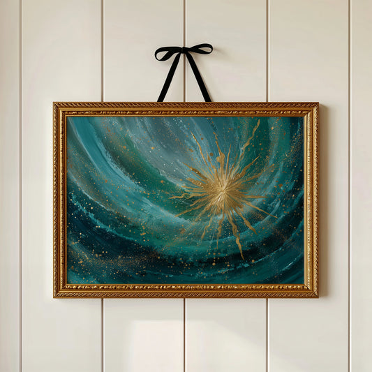 Teal Cosmos Births Golden Star