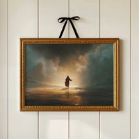 Solitary Figure Faces Rising Tide