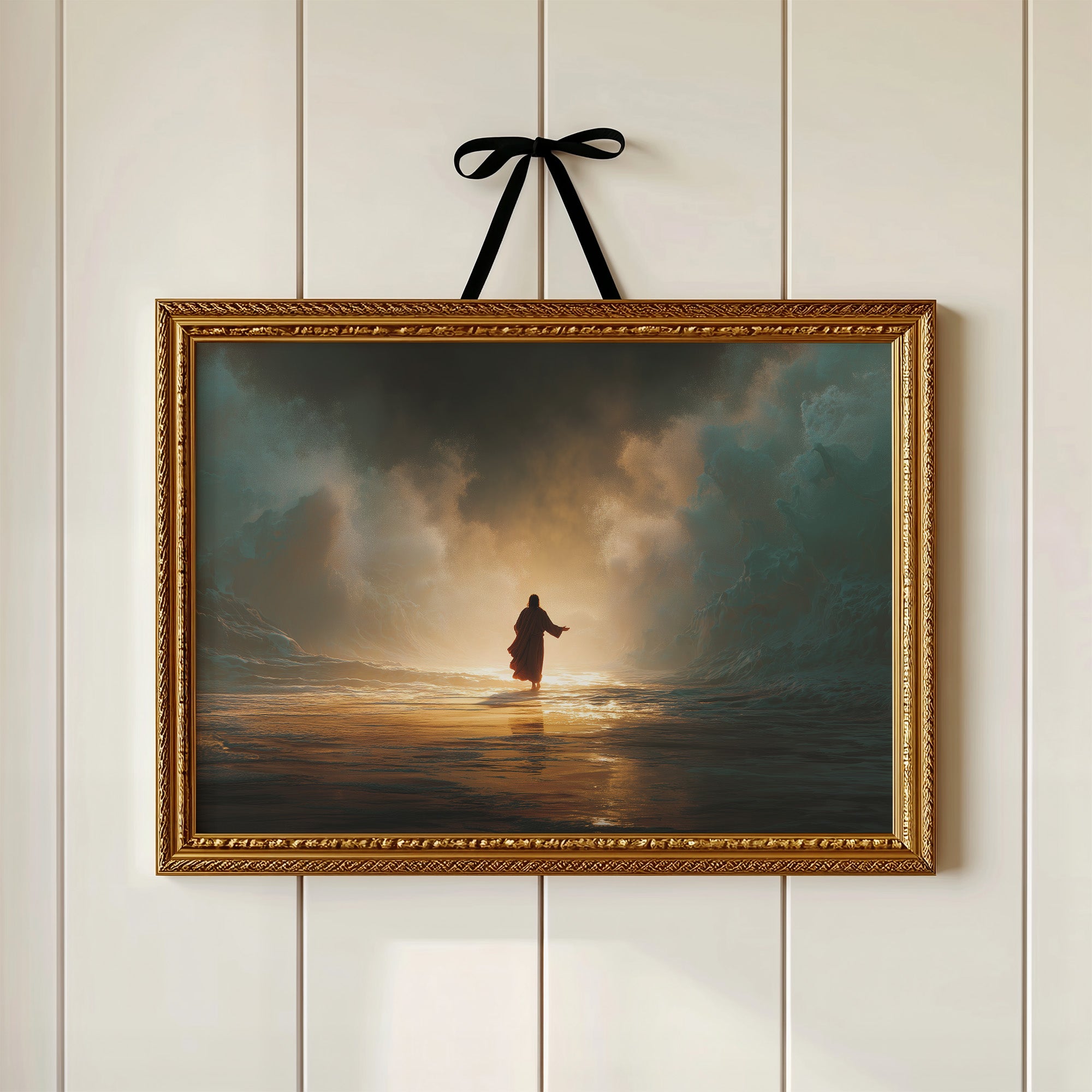 Solitary Figure Faces Rising Tide