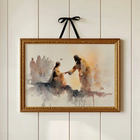 Hands Connect In Amber Light