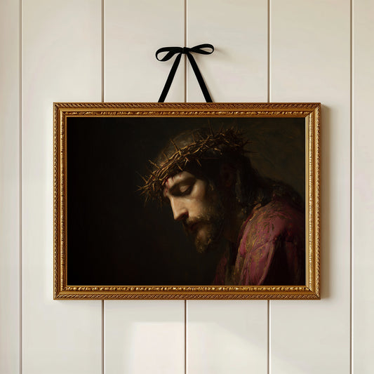 Sacred Portrait Among Quiet Shelves