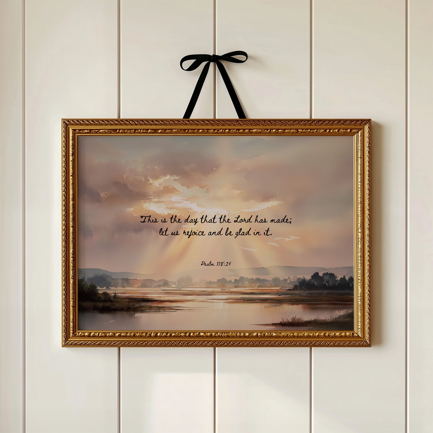 Scripture Glows Over Tranquil Waters