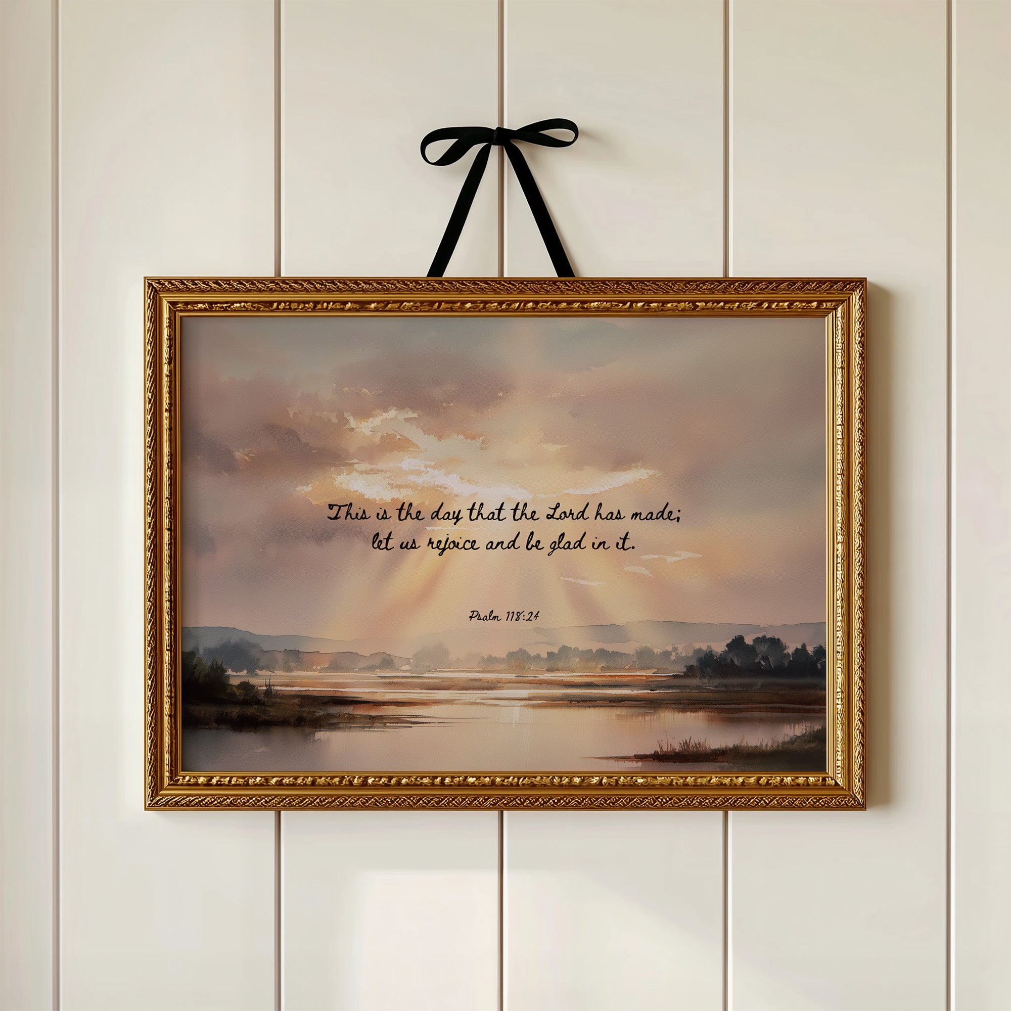 Scripture Glows Over Tranquil Waters