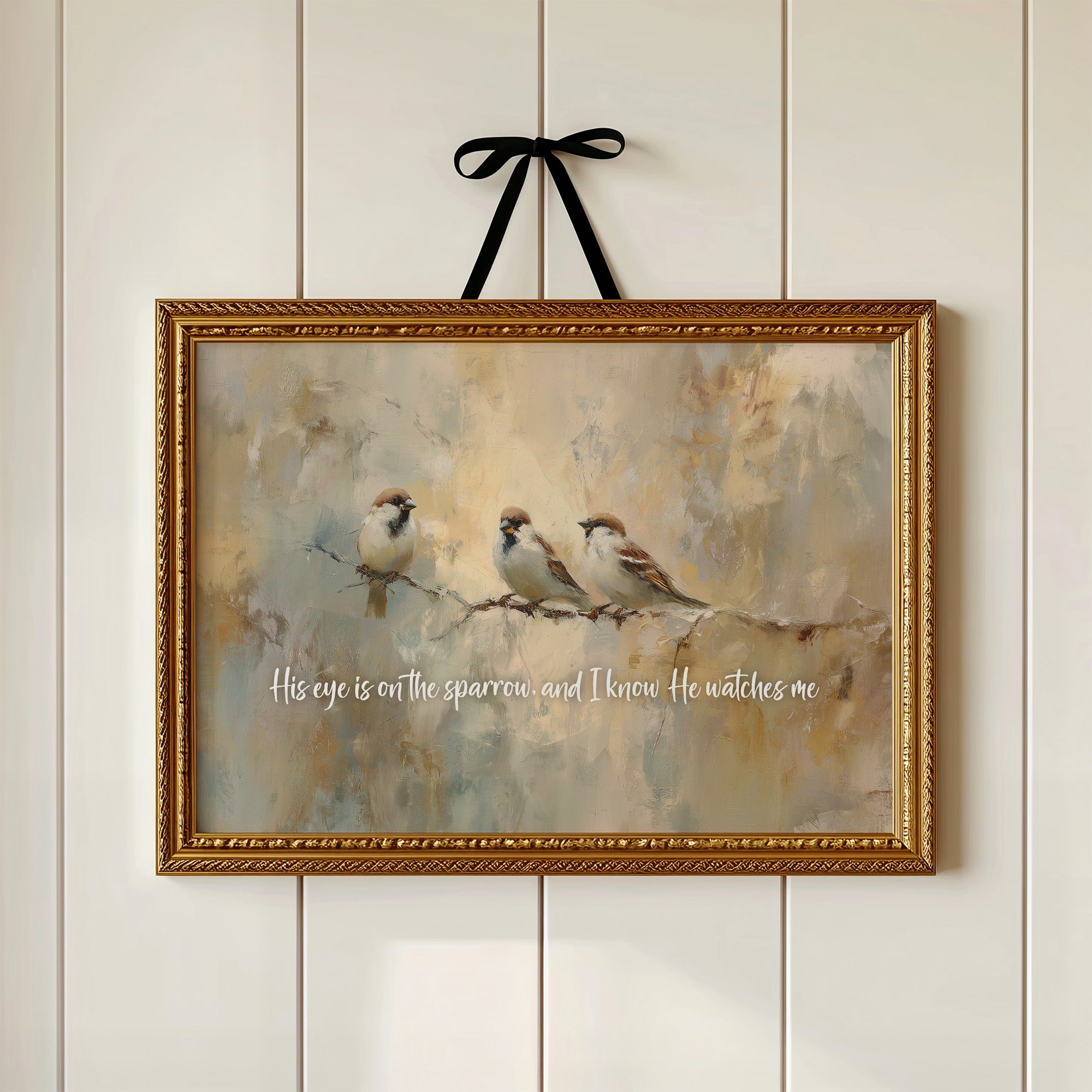 Sparrows Rest On Autumn Branch