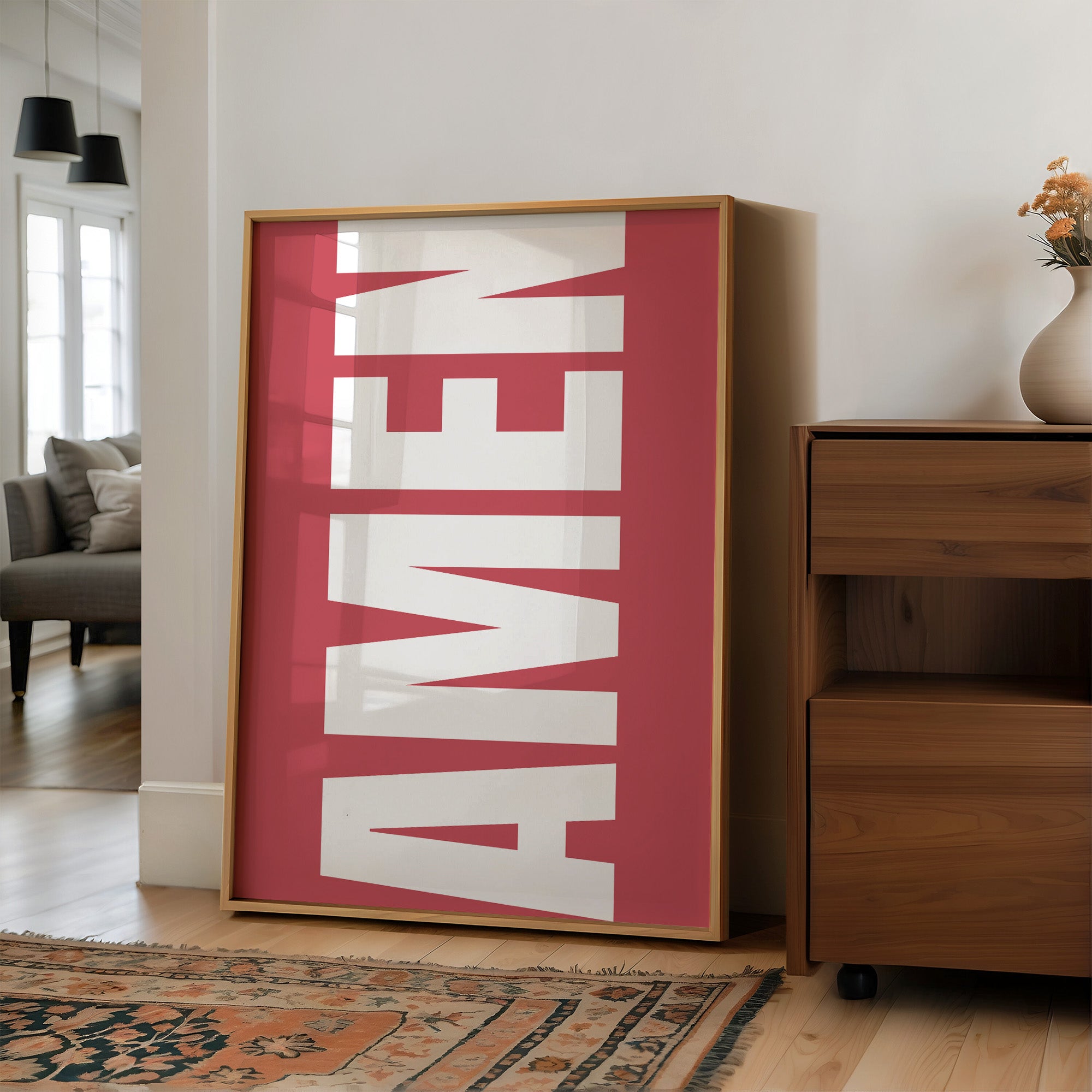 Bold Letters Against Rose Canvas