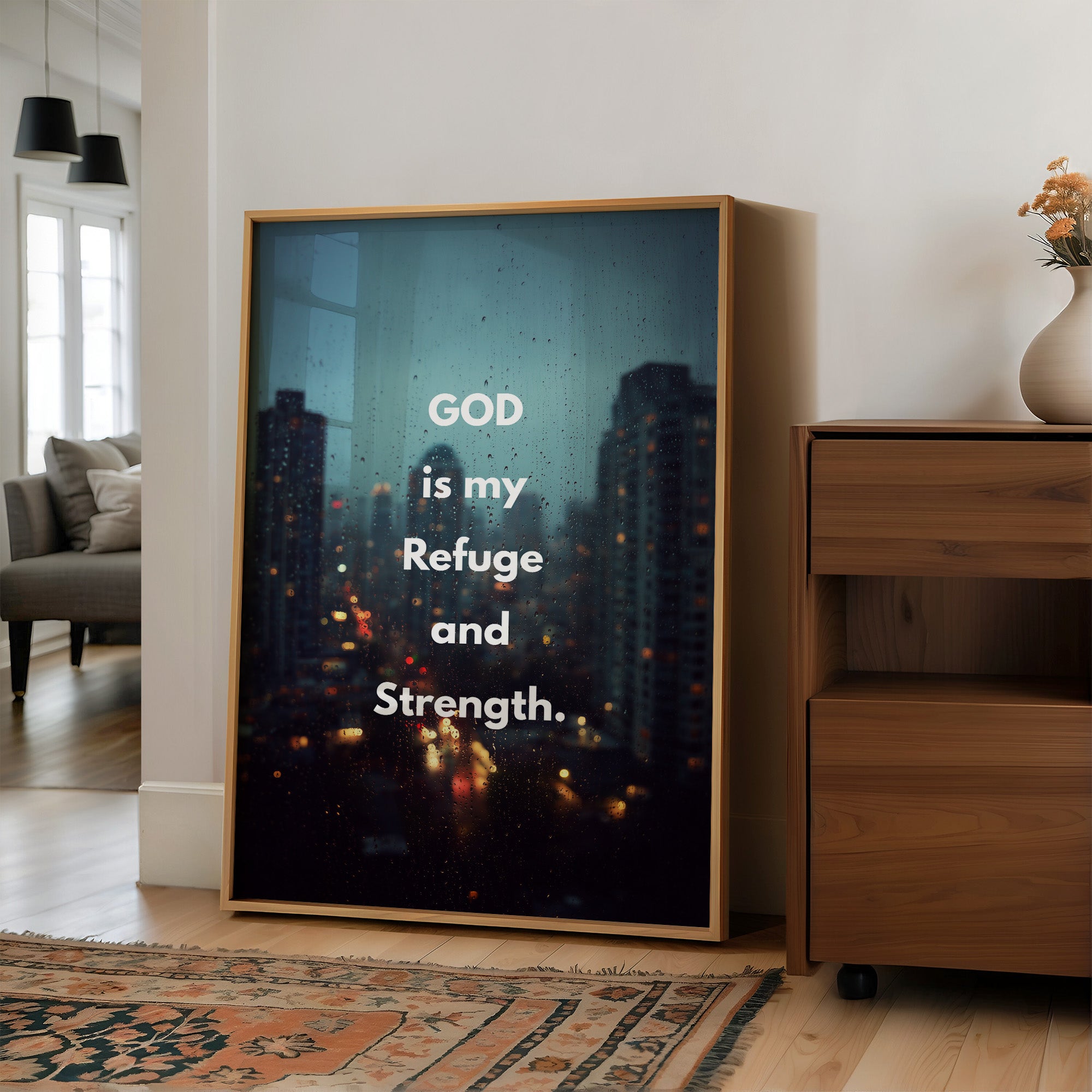 Faith Glows Through City Rain