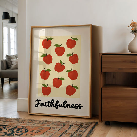 Crimson Orchard On Cream Canvas