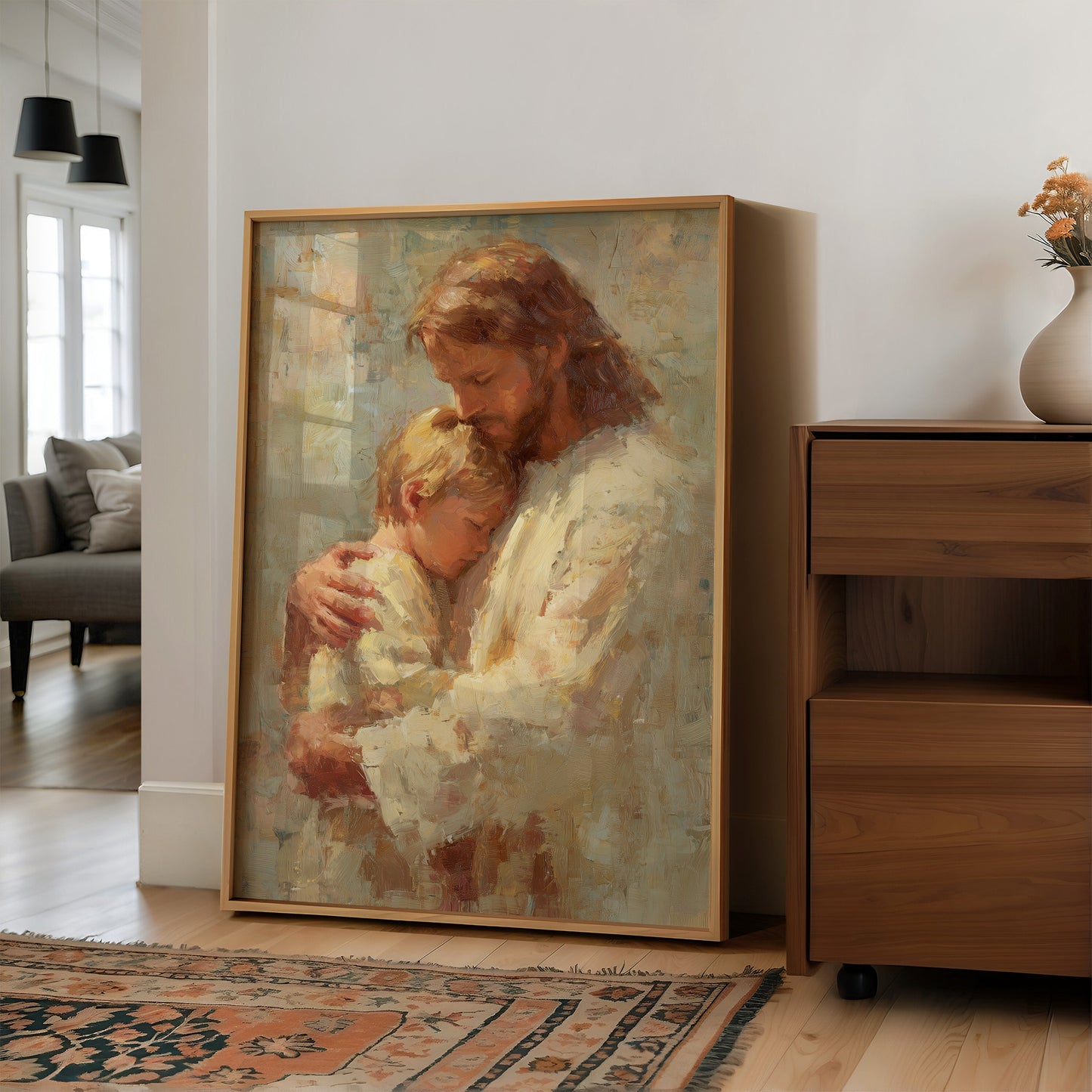 Tender Embrace in Warm Brushstrokes