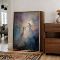 Celestial Embrace Through Luminous Clouds