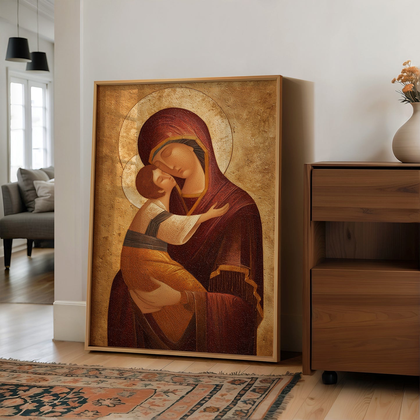 Sacred Embrace in Golden Radiance
