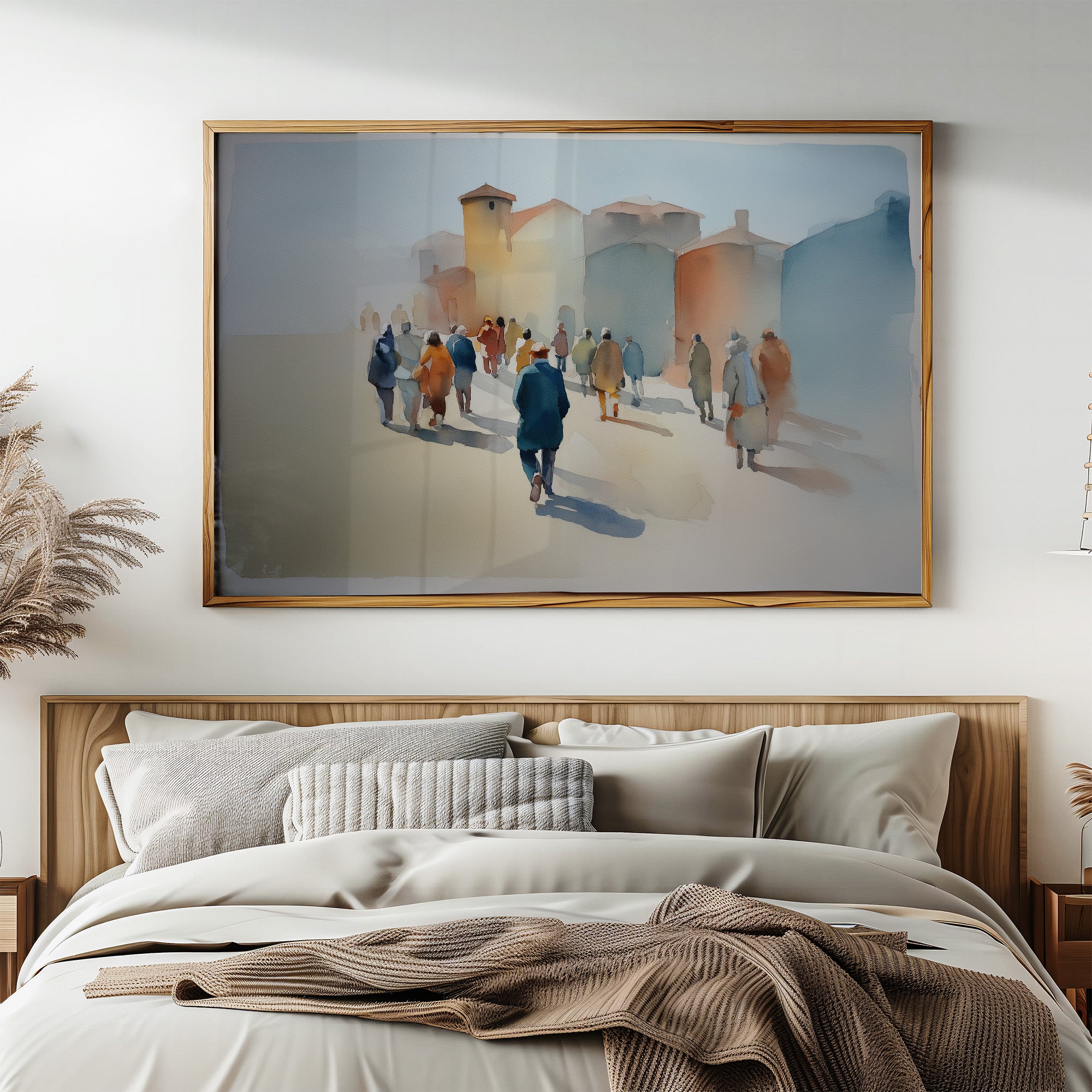 Mediterranean Promenade in Watercolor Haze