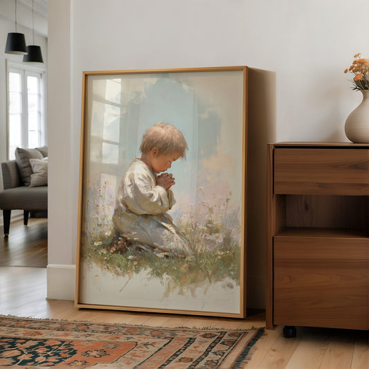 Innocent Prayer Among Wildflowers