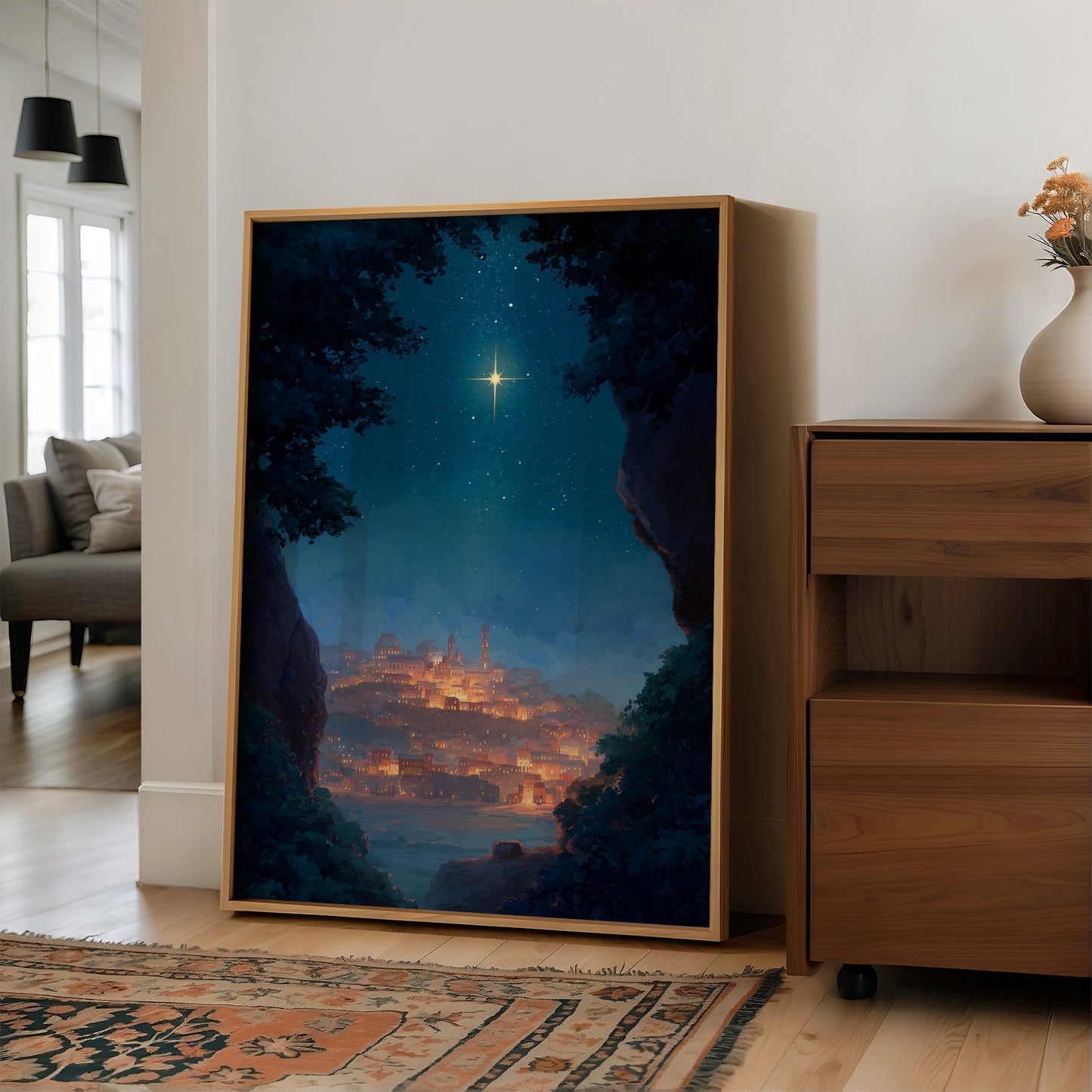 Celestial Guardian Illuminates Ancient Haven