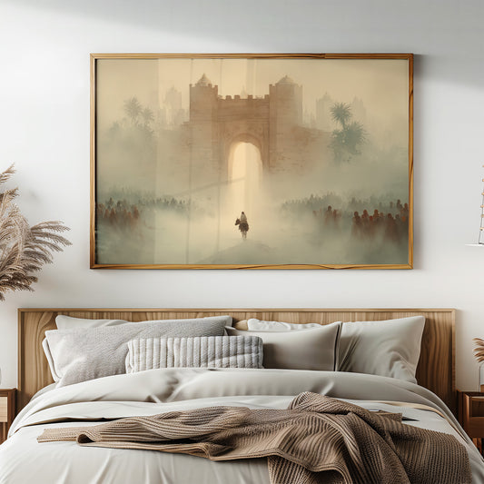 Ancient Gateway Beckons Through Desert Haze