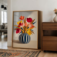 Vibrant Blooms in Striped Elegance