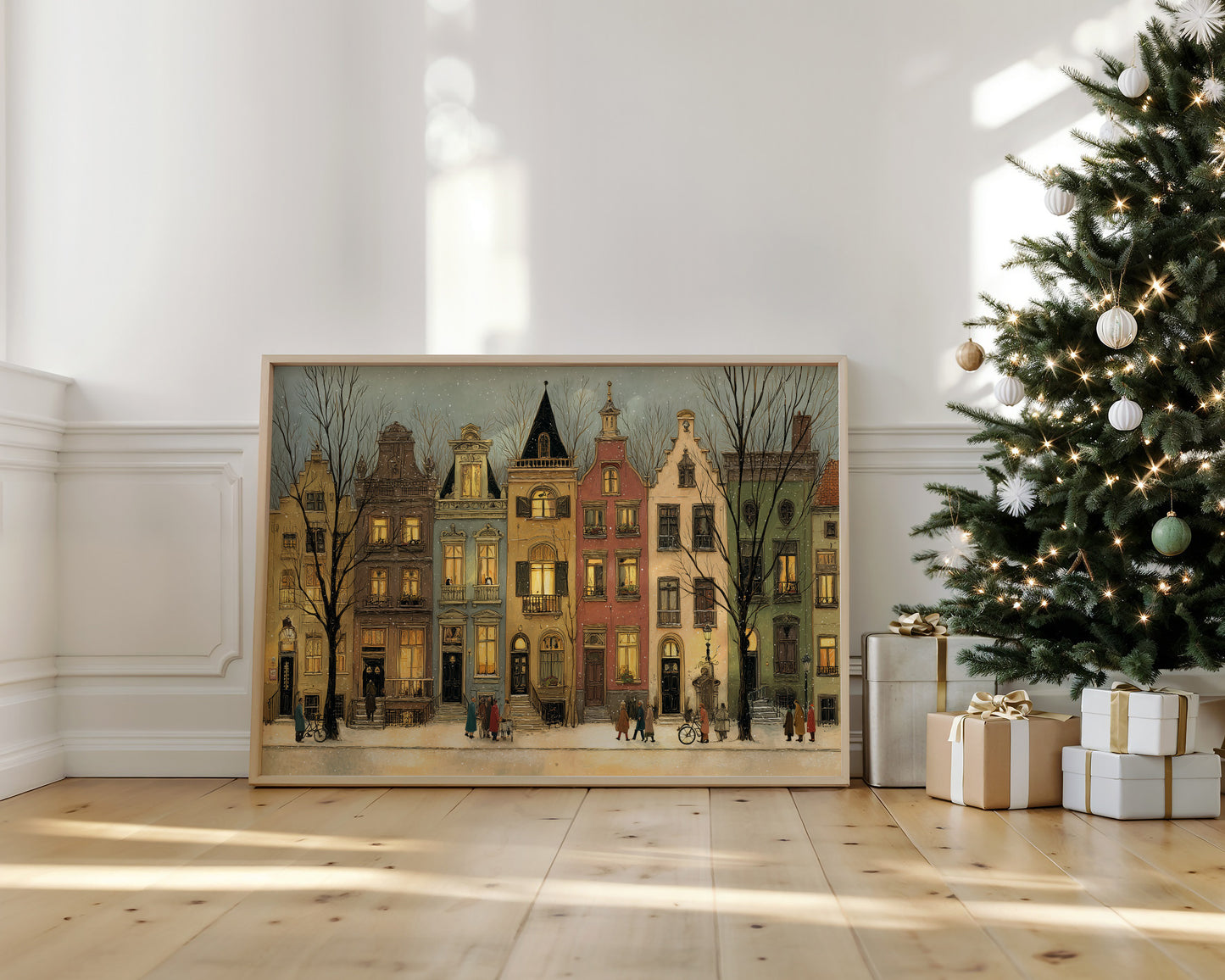 Twilight Gathering Along Cobbled Streets