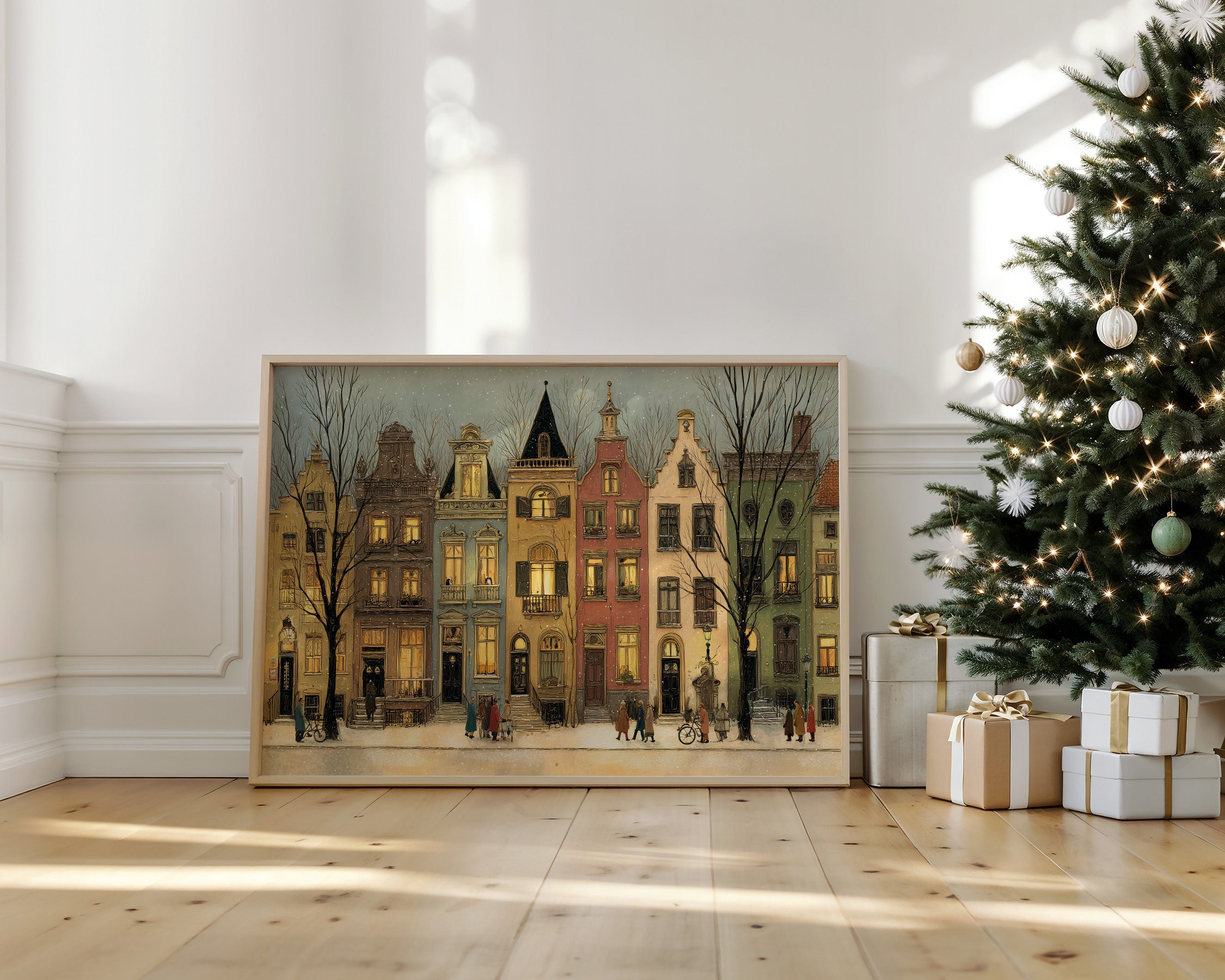 Twilight Gathering Along Cobbled Streets