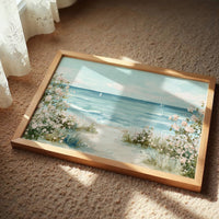Seaside Roses Frame Distant Sails