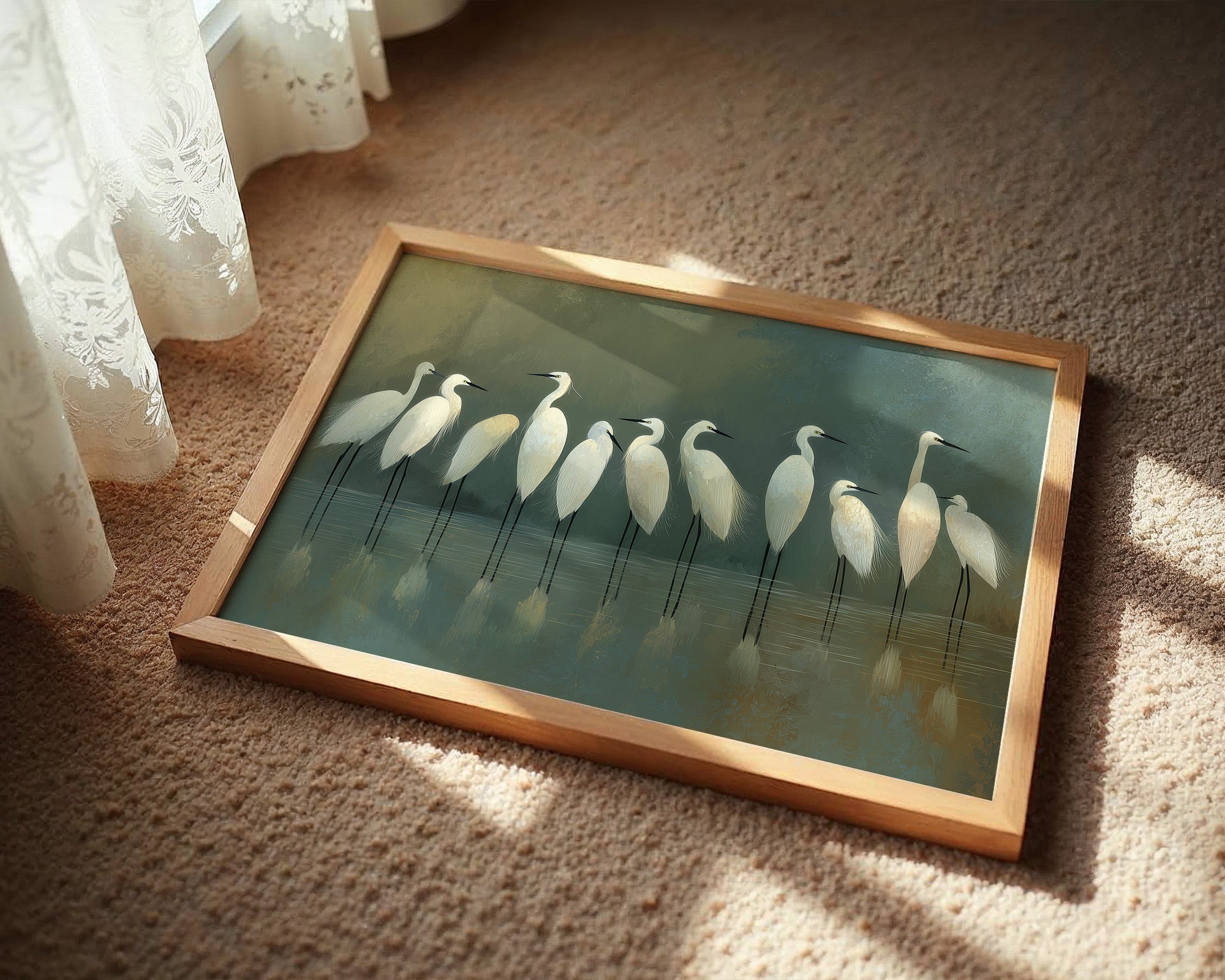 Ethereal Assembly: White Watchers of the Marsh