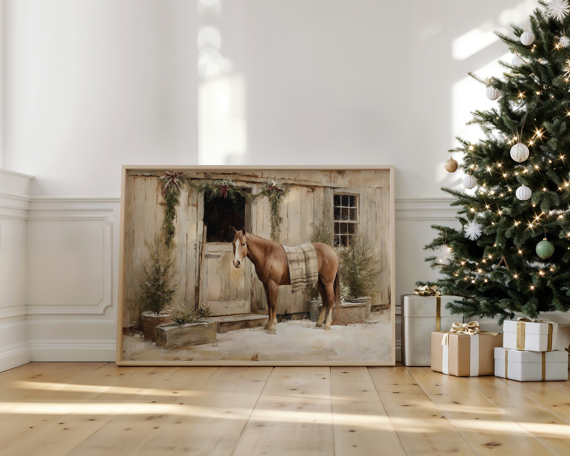 Festive Steed Awaits December's Journey